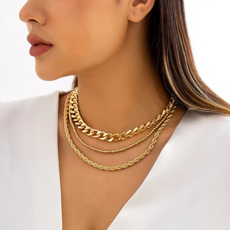 Double Layer Chain Choker Necklace