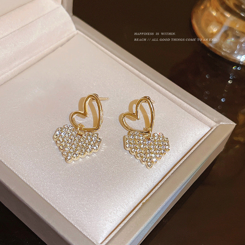 Rhinestone Love Charm Earrings