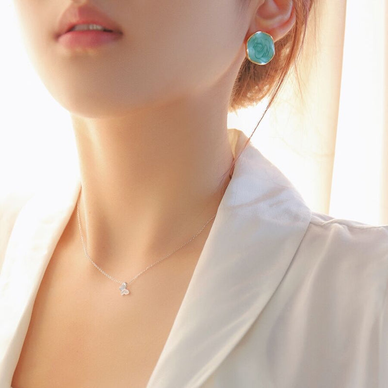 Enamel Green Round Glazed Earrings