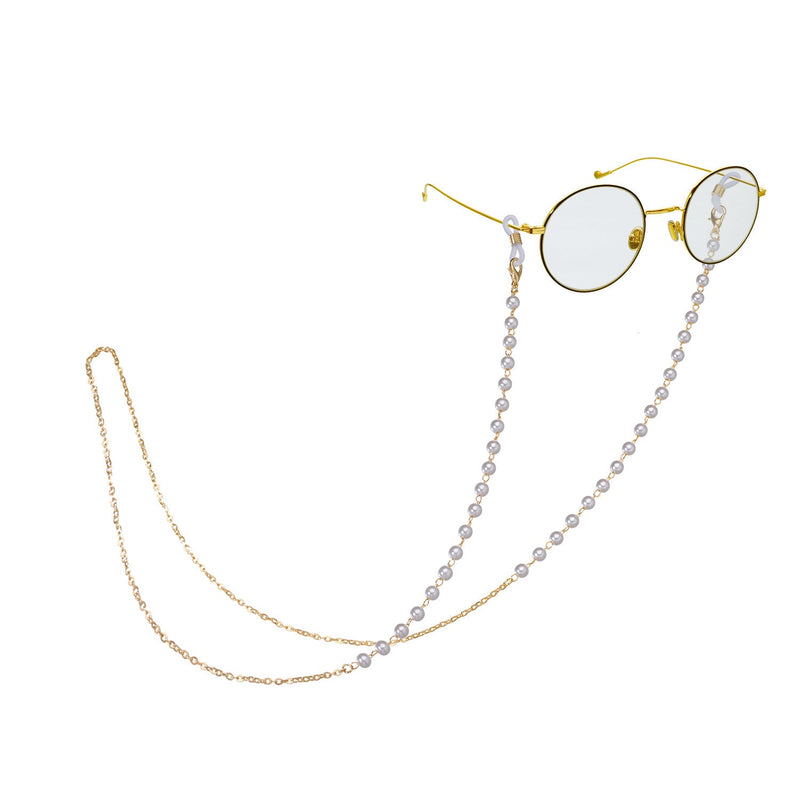 White Pearl Metal Gold Sunglasses Chain