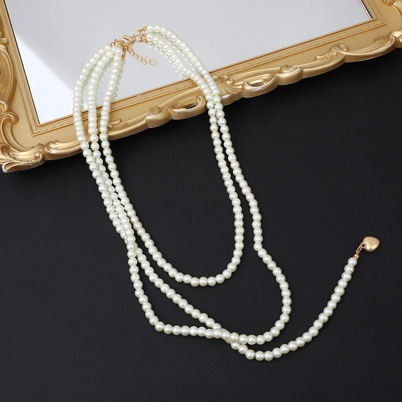 New Design Wedding Pearl Necklace Party Choker Heart Charm