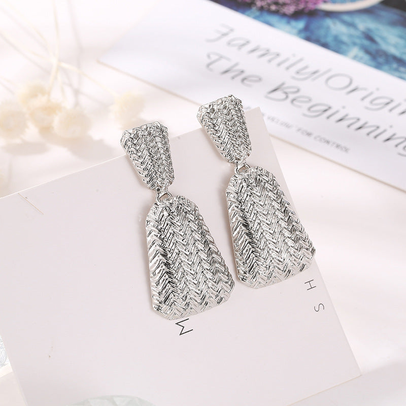 Geometric Irregular Long Woven Earrings