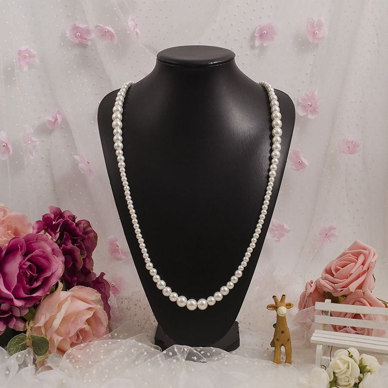 Round Glass Imitation Pearl Necklace Wedding