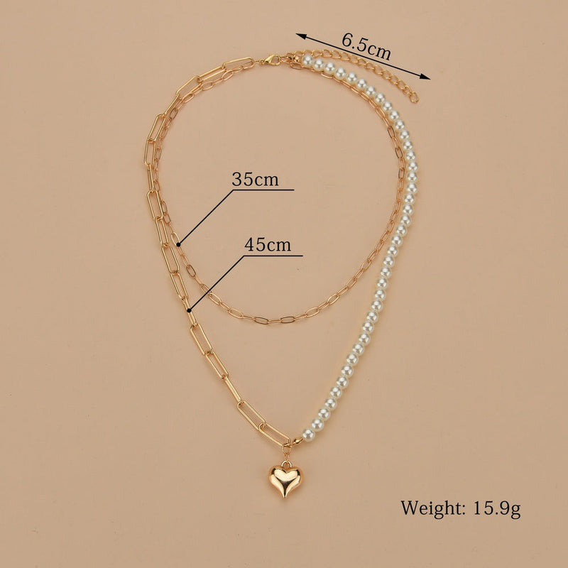 Pearl Half-Paper Clip Chain Necklace