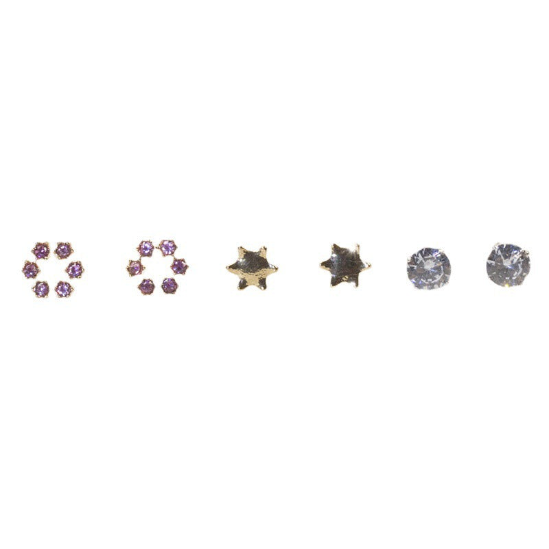 Cute cartoon flower stud earrings set