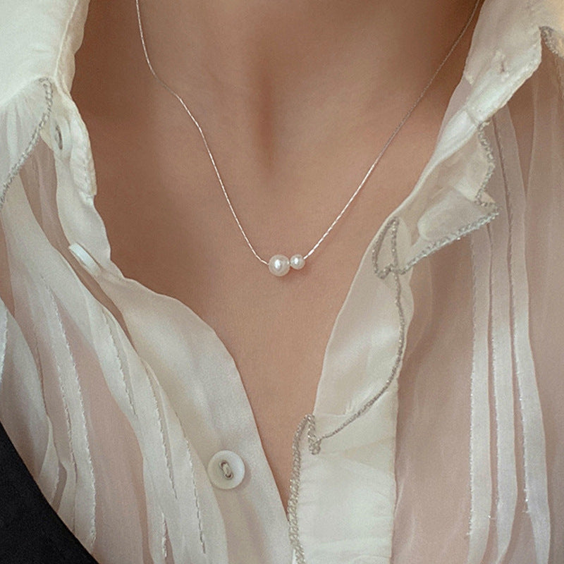 Glass Pearl Pendant Chain Necklaces