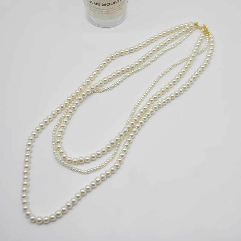 Fashion Retro Multi-layer Chain Beads Layered Necklace Pearl Necklace
