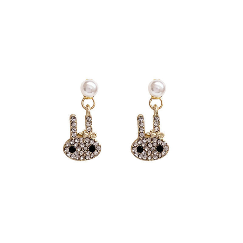 Rhinestone Shiny Rabbit Earrings