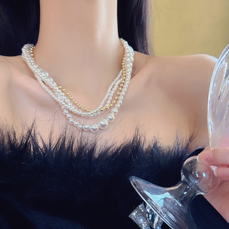 Retro Twisted Link Chain and Pearl Choker Dainty Vintage Necklace