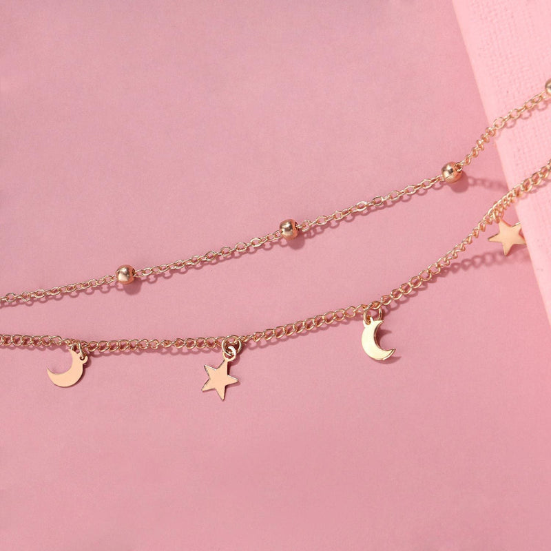 Summer Beach Sexy Double Layered Round Beads Star Feet Chain