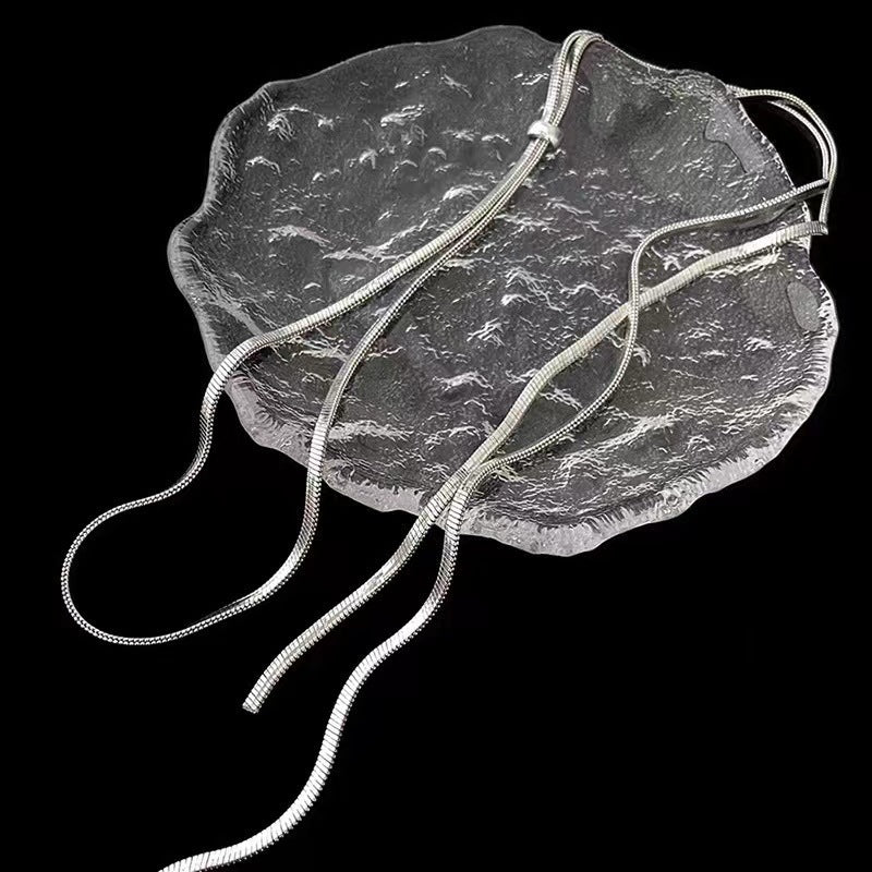 Layering Necklaces Blade Flat Snake Chain Choker Long Tassel