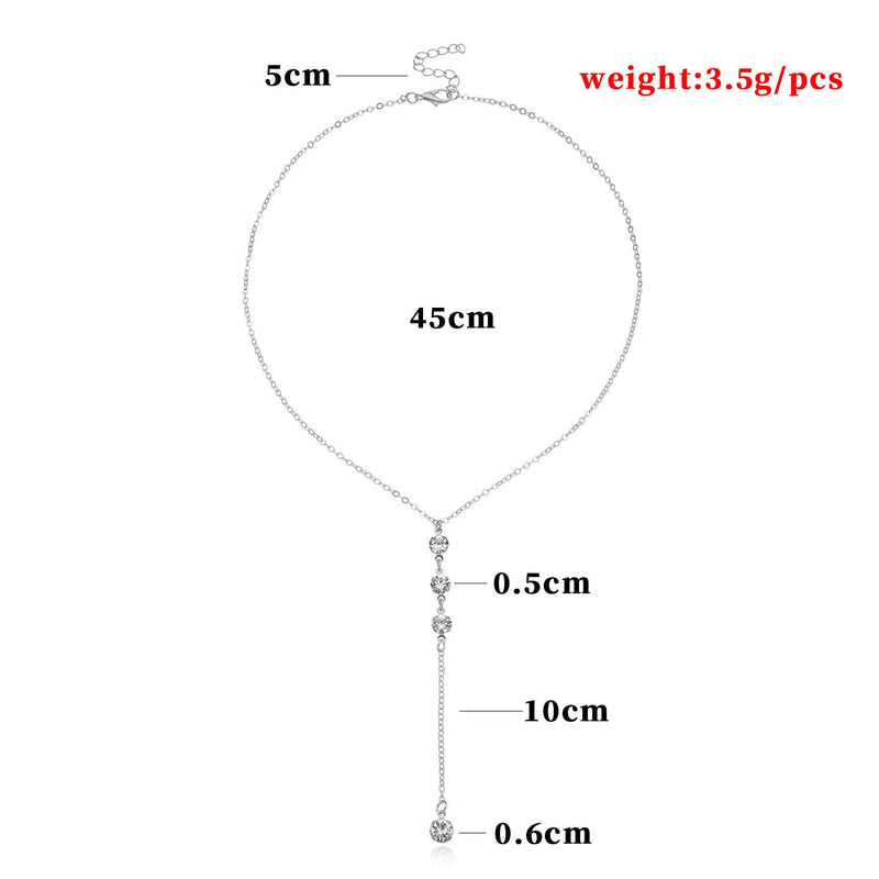 Long Chain Zircon Charm Necklace for Women