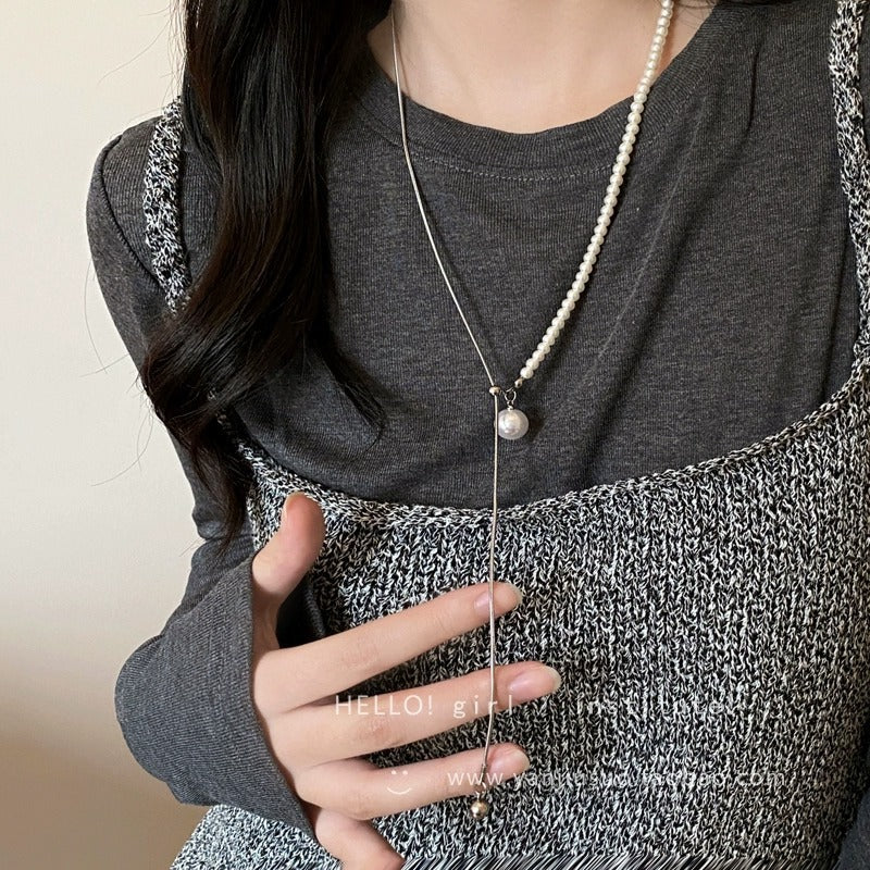 Pearl Snake Chain Choker Necklace for Lady