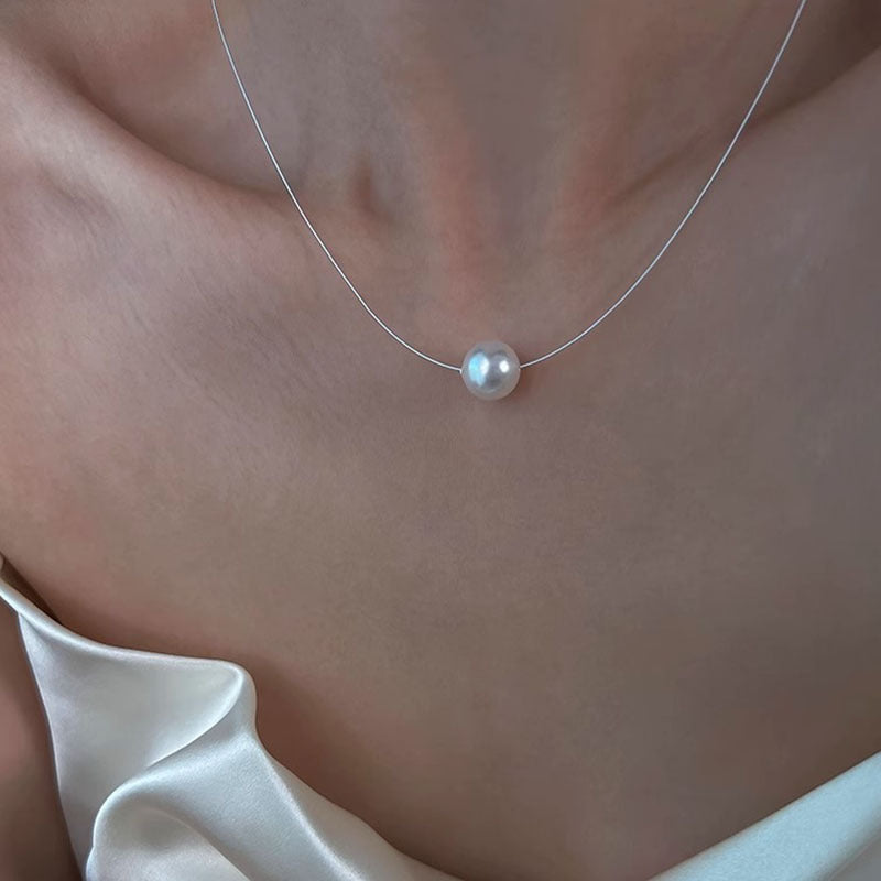 Pearl Pendant Steel Wire Chain Necklace