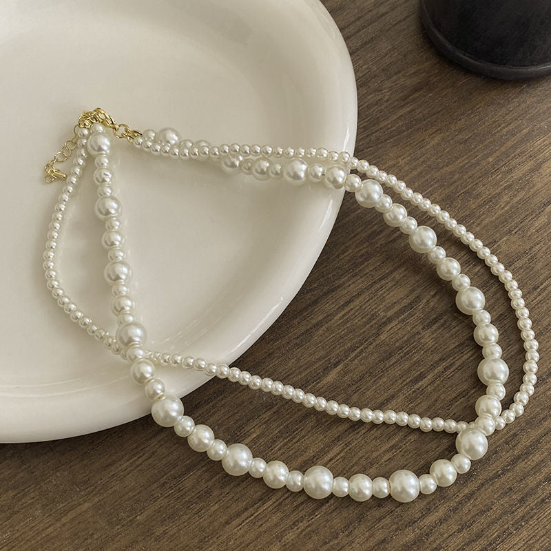 Handmade Beaded Jewelry Artificial layer Round Pearl Necklace
