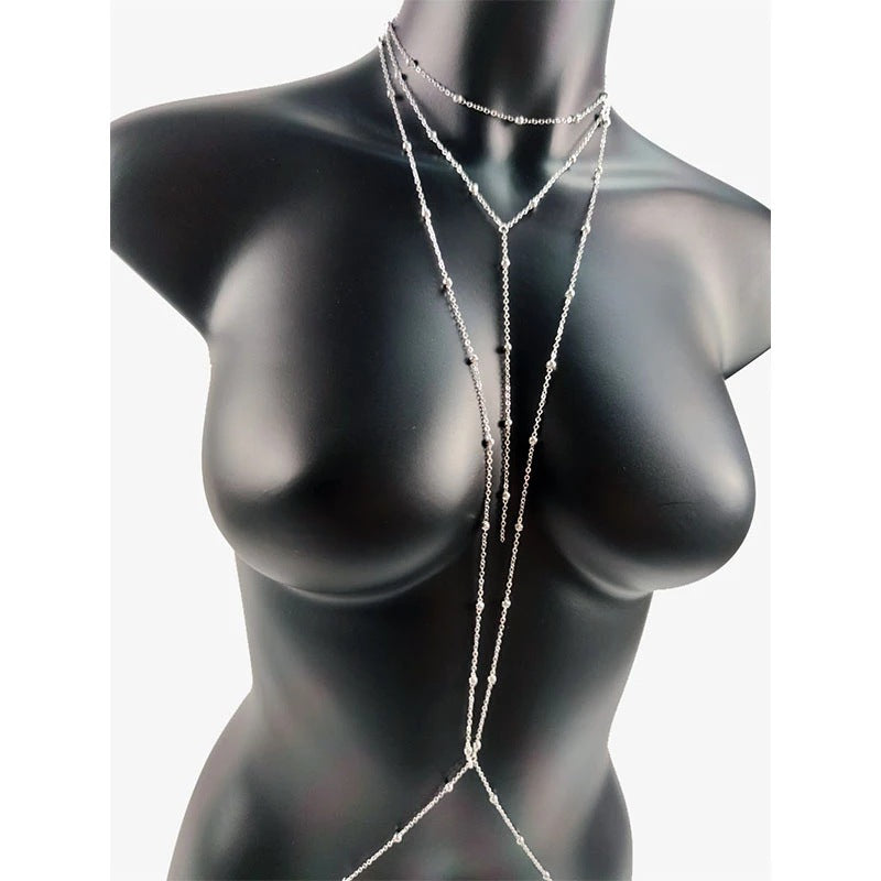 women chest chain body chain