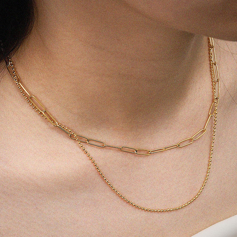 Layered Paper Clip Chain Necklaces for Women