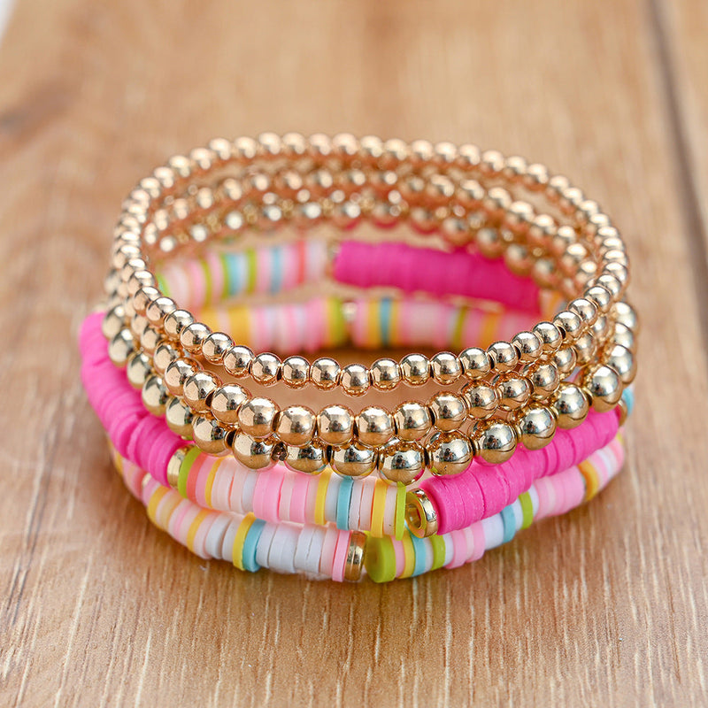 Bohemian Beaded Stretch Bracelets Colors Clay Beads