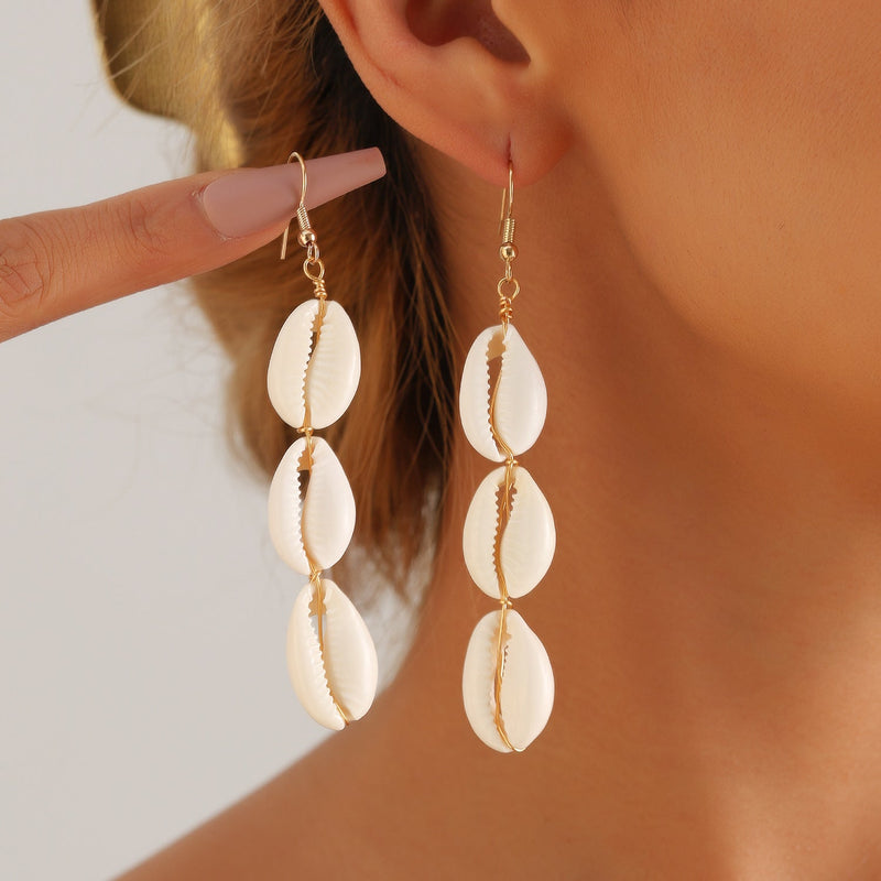 Summer Beach Holiday Natural White Shell Earrings