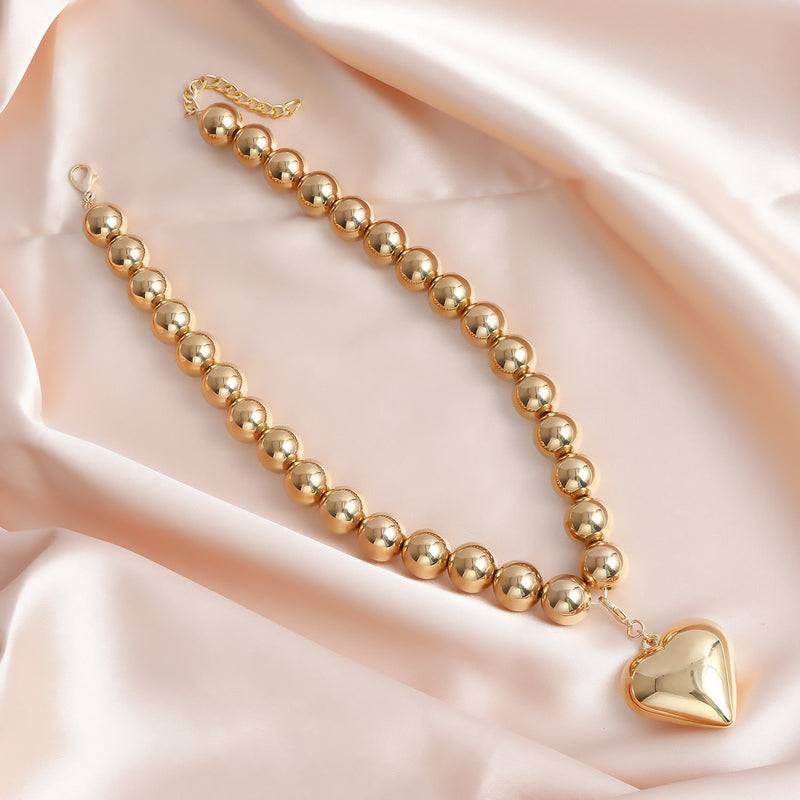 Heart Pendant Beaded Necklace