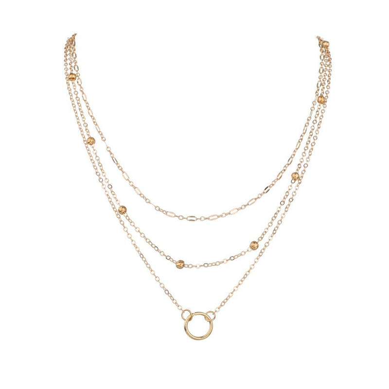 Simple Ring Double Layer Necklace Layered