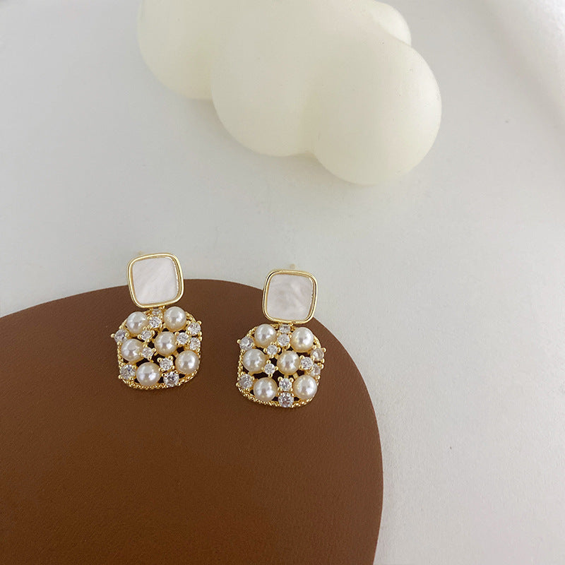 Rhinestone Pearl Stud Earrings for Women