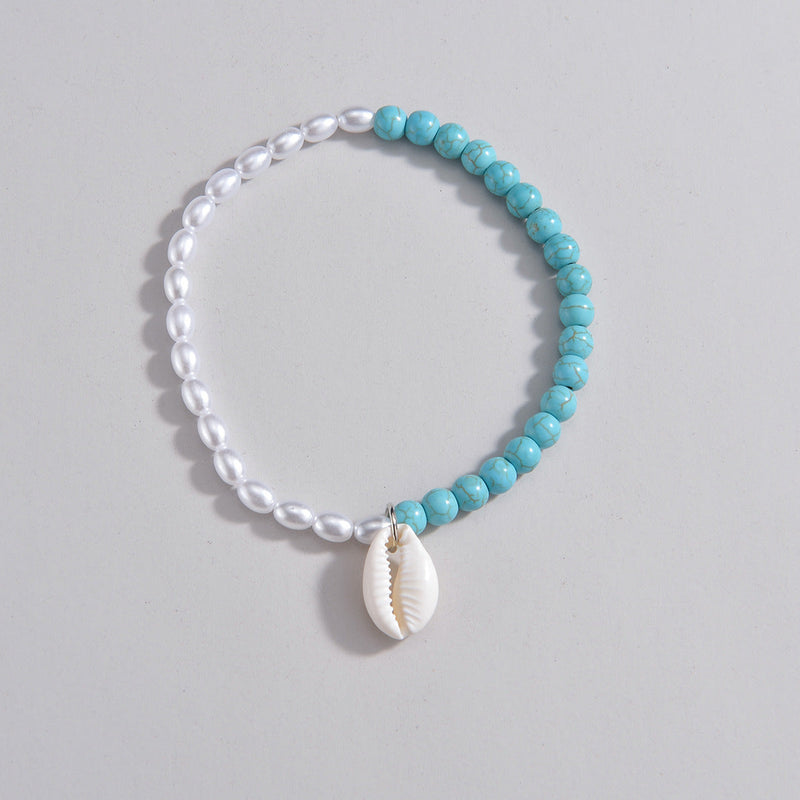 Multi-layer Anklet Pearl Round turquoise Bead Anklet Jewelry