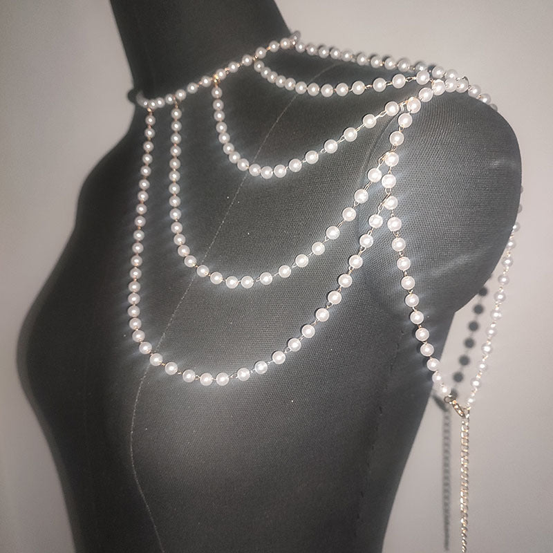 Tassel Chest Sexy Layer Pearl Body Chain