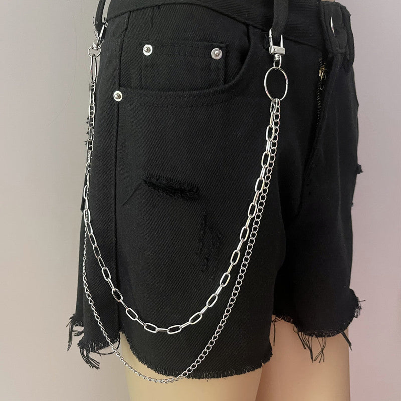 Layered Metal Pant Chain Jeans Chain Waist Belt Key