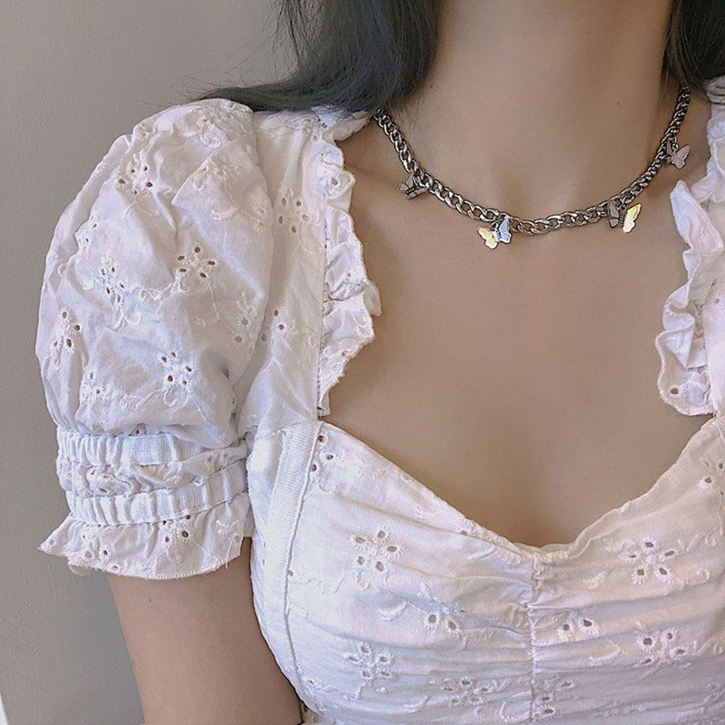 Alloy Metal Jewelry Butterfly Necklace