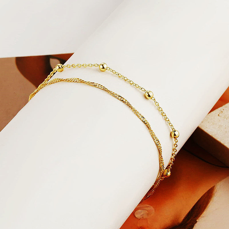 Metal Thick Chain Double Ankle Bracelet for Women