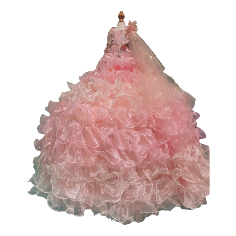 Luxury Dog Wedding Dress Pink Ball Gown