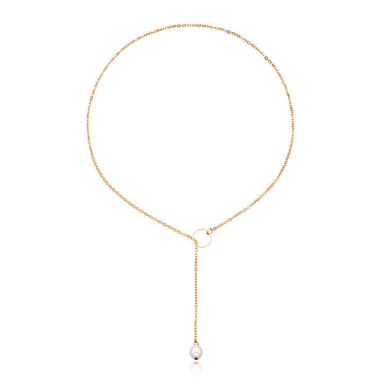 Chain Pearl Pendant Necklace