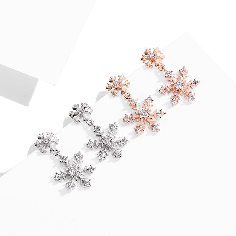 Sweet Snowflake Retro Rhinestone Earrings