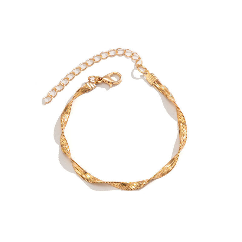 Twisted Flat Snake Bone Chain Necklace Bracelet