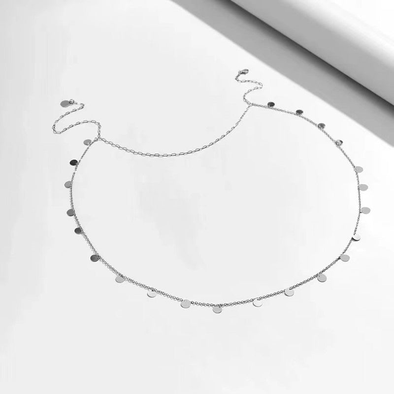 Bridal Beach Back Chain Sequin Pendant Necklace