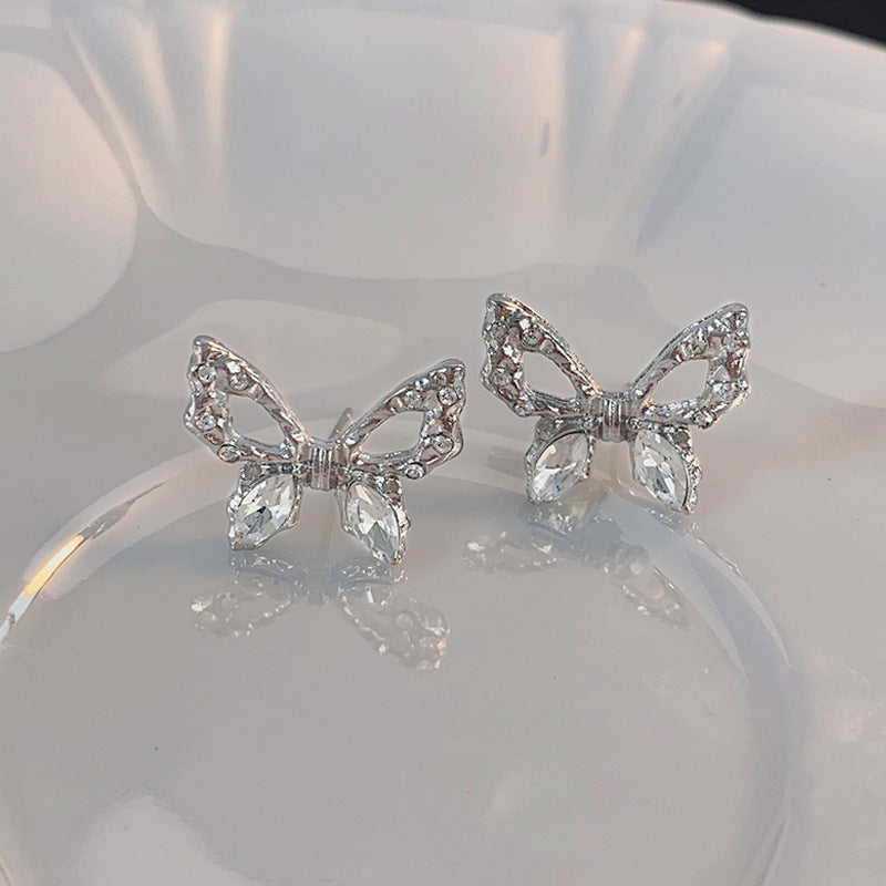 Crystal Stone Butterfly Stud Earring for Women