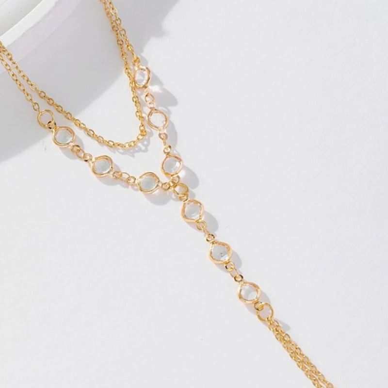 Double-layer Rhinestone Finger Chain Bracelet
