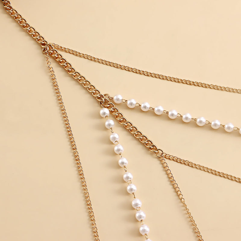 Sexy Beach Body Chain Nightclub Party Pearl Leg Chain