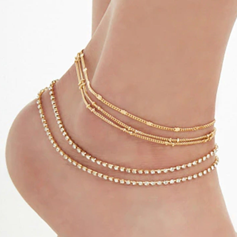 Beaded Anklets Rhinestone Crystal Ankle Bracelets
