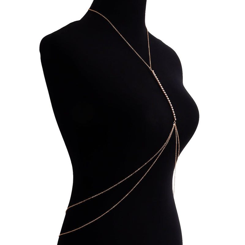 Simple Rhinestone Bikini Breast Chain Waist Chain Sexy Body Jewelry