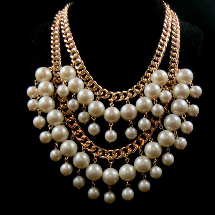 Pearl Necklace Chain Multilayer Banquet Jewellery