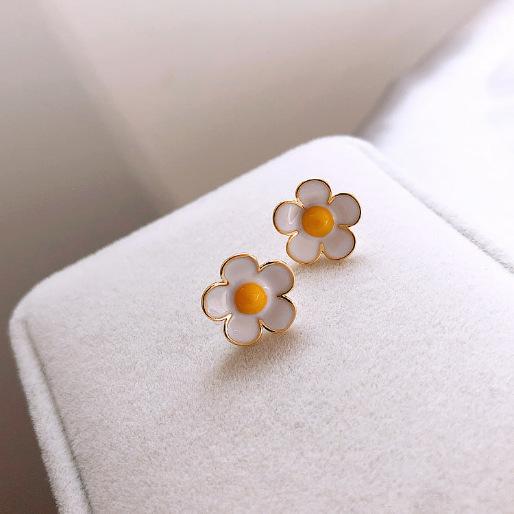 Enamel Cute Flower Stud Earrings