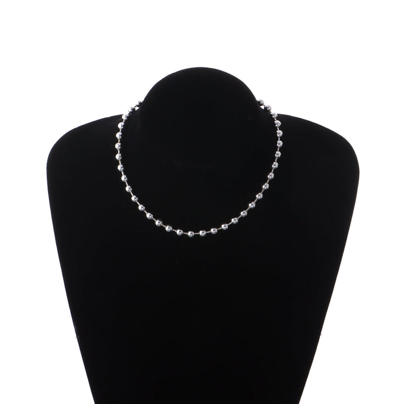 Punk Chunky Beaded Chain Handmade Choker Plain Ball Necklace