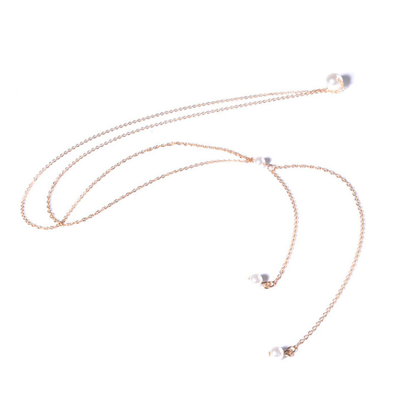 Sexy Bridal Back Pearl Drop Necklace