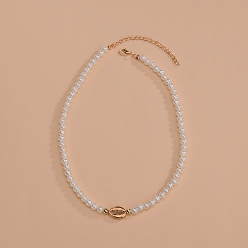 Shell Shape Pearl Choker Necklaces