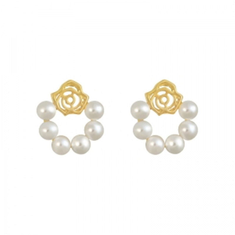 Hollow Rose Pearl Women Earrings