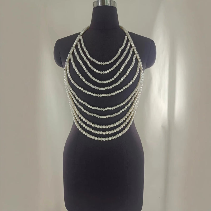 Multi-tassel Pearl Chest Body Chain Sexy Bikinis Waist Chain