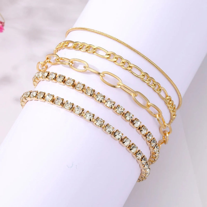 Women Tennis Chain Bracelet Set
