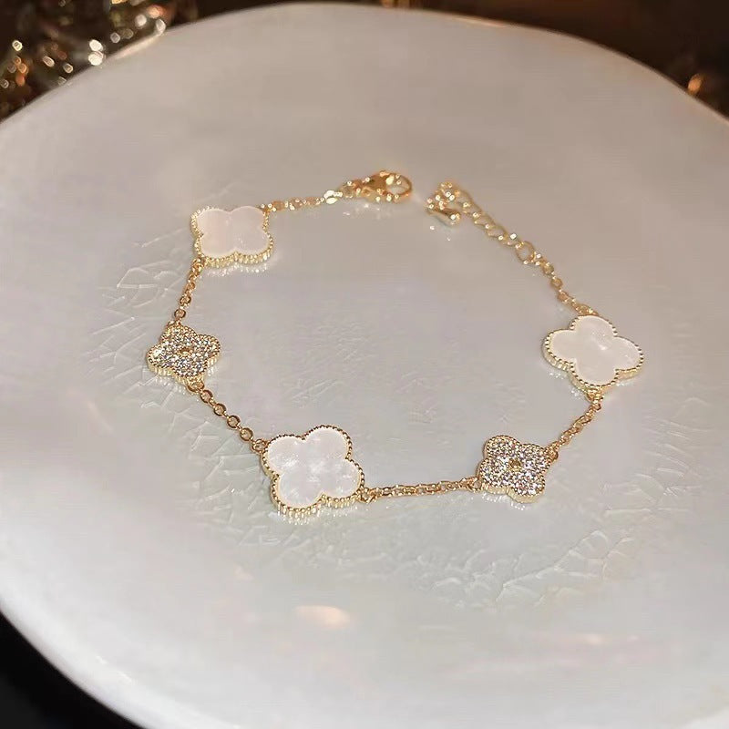 Pink Four-leaf Clover Bracelet